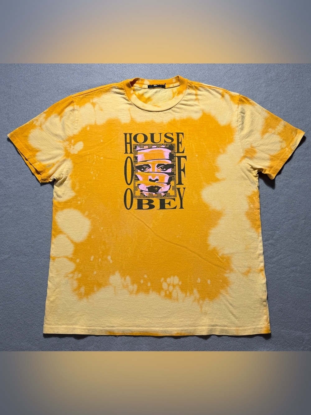 Obey “House of Obey” Tie Dye T-Shirt Men’s XL Yellow Streetwear Graphic Tee